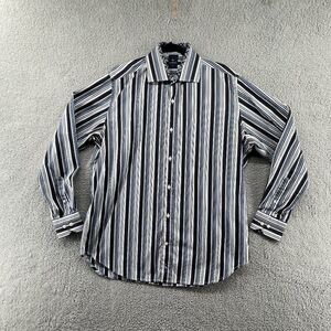 Taylor Byrd Shirt Mens Shirt Large Long Sleeve Striped Blue White